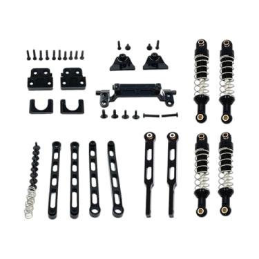 Imagem de MERIGLARE Kit de atualizações RC 1/12, eixo dianteiro traseiro, hastes de tração fixas, suportes de amortecedor de metal, componentes de fixação para carro RC, Preto