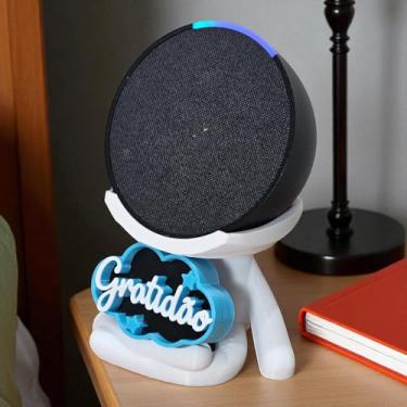 Imagem de Suporte Alexa Echo POP Escultura Robert Plaquinha Gratidão e outros. Decoração criativa, música, som, stand de mesa Amazon