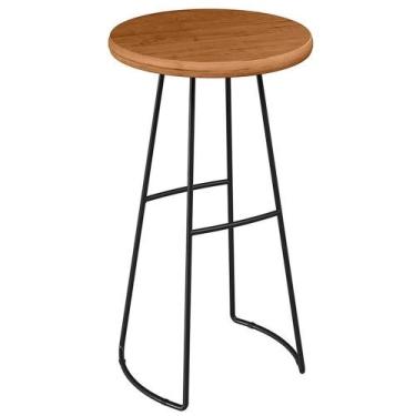 Imagem de Mesa Bistrô Bar Alta Estrutura Em Aço Ravi D01 Peroba Rosa - LYAM DECO