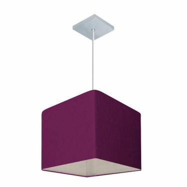 Imagem de Lustre Pendente Quadrado Vivare Md-4058 Cúpula Em Tecido 21/25x25cm - Bivolt Roxo 110v/220v