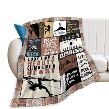 Imagem de Kylora Cobertor de escalada para escalada aconchegante, de lã, flanela, roupa de cama leve, para uso ao ar livre, presentes para homens, mulheres, adultos, para sofá, cama, decoração de 101 x 127 cm