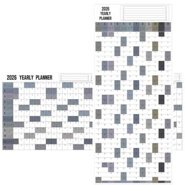 Imagem de Calendário de parede anual apagável a seco 2026 grande apagável laminado calendário de parede de uma página, calendário anual reversível para parede, horizontal/vertical, enrolado, 58 cm x 122 cm
