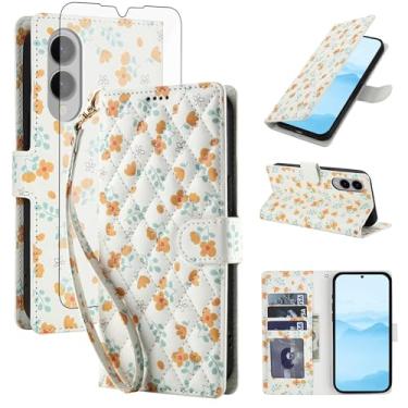 Imagem de Asuwish Capa de celular para Samsung Galaxy S25 Edge 5G carteira celular com protetor de tela de vidro temperado porta-cartão de flores com suporte para ID S25Edge 25S S 25 25Edge 6.66 2025 flores