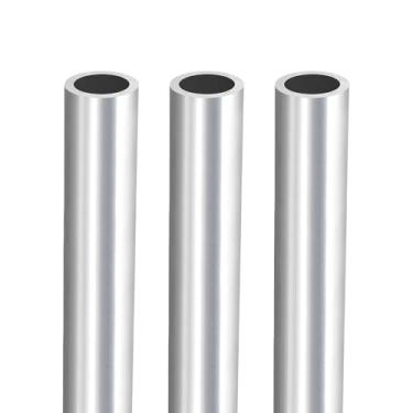Imagem de DTGN Tubo redondo de alumínio de 20 x 2,8 x 2,2 cm (CxODxID) - Pacote com 3 - Bom para artesanato DIY - Tubo reto de alumínio 6063 - Prata