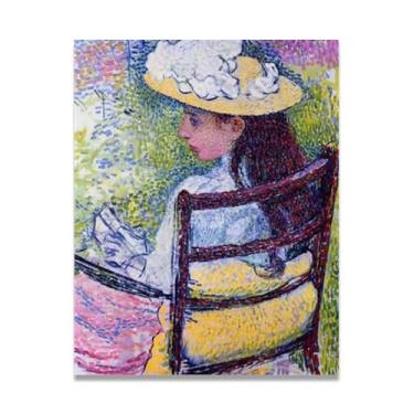Imagem de LKXGRRSFG Leaning Back In The SeatThéo van Rysselberghe: Impressão em tela neoimpressionista belga chave 19,78 x 65 cm sem moldura