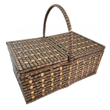 Imagem de Cesta de Piquenique Fibra Sintética 47x31x19(Bambu Queimado)