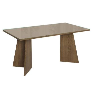 Imagem de Mesa De Jantar Retangular Tampo De Vidro 5389 Rustic-crema Madesa
