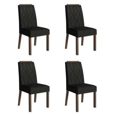 Imagem de Kit 4 Cadeiras De Jantar 4256 Com Espaldar Rustic-oxford Madesa
