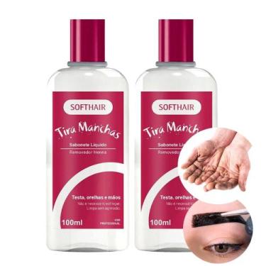 Imagem de Kit 2 Tira Manchas de Henna da Pele Removedor Sabonete Líquido Suavene