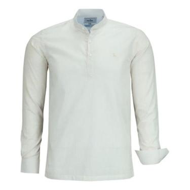 Imagem de Camisa Social Amil Comfort Tipo Linho Gola Padre 3 Botões Algodão 1802