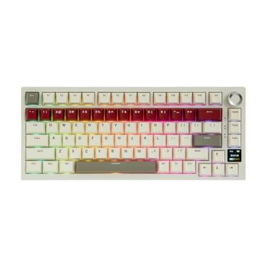 Imagem de MechLands Teclado Ajazz AK820 Pro 75% sem fio para jogos com tela e botão TFT, teclado cremoso mecânico de vedação, BT5.0/2.4GHz/USB-C, RGB, NKRO para Win/Mac (bege, interruptor Day Dream)
