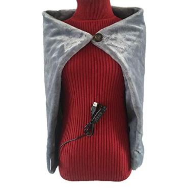 Imagem de CEBuy Cobertor elétrico USB, xale aquecido 5V/2A-3 níveis de aquecimento e 3 horas cobertor de pescoço e ombro de fora automático (cinza)