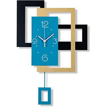 Imagem de Relógio de parede silencioso relógio de parede decoração interna relógio de parede sala de estar cozinha moderno estilo simples relógios de parede com pêndulo silencioso sem tique-taque relógio