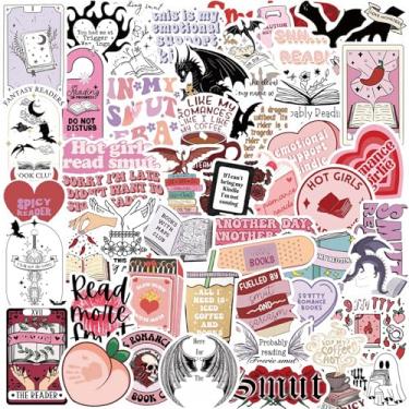 Imagem de 104 adesivos de livros românticos para Kindle - adesivos estéticos de dragão de fantasia para Kindle, garrafa de água, álbum de recortes, diário - presentes fofos para amantes de livros para adultos e