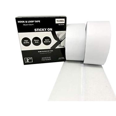 Imagem de YUWA Fita adesiva autocolante com gancho preto de 5 cm e laço para fixação de fita traseira de nylon resistente para artesanato "faça você mesmo" (5 jardas), Branco, 1