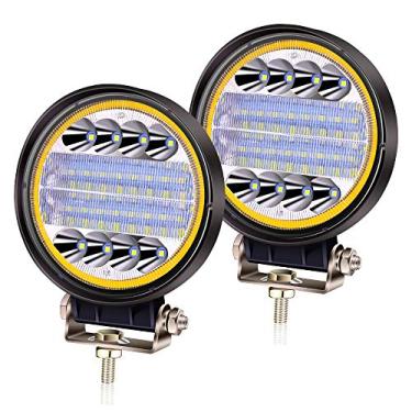 Imagem de YnGia Luz de trabalho de LED de 72 W com olho de anjo, 2 peças de faróis de neblina de LED holofotes de direção 12 V 24 V luzes auxiliares para caminhão trator carro 4 x 4 ATV UTV SUV barco