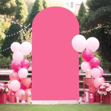 Imagem de Capa de fundo em arco Wish Care de poliéster fúcsia de 6 pés