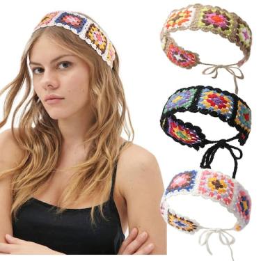 Imagem de Faixa de crochê, faixa de cabelo CHLINS para mulheres e meninas, 3 peç