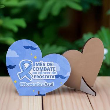 Imagem de Kit 10 Corações MDF Novembro Azul Campanha de Conscientização - R9 Dec