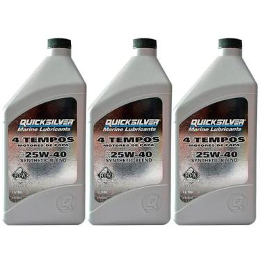 Imagem de Lubrificante Quicksilver 25w40 4 Tempos 1 Litro Kit Com 3 Litros - Mer