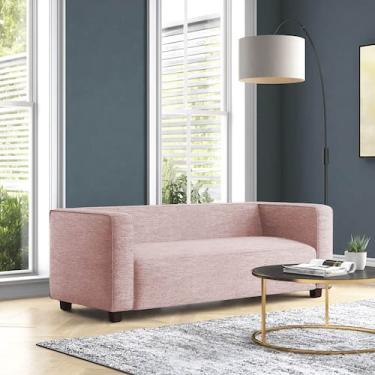 Imagem de Sofá Namoradeira Amsterdam 1,40m Suede Rosa Bebe - Inova Decorações