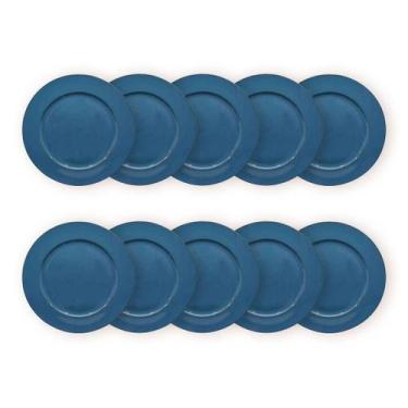 Imagem de Kit 10 Un Sousplat Redondo Azul Escuro 33Cm Rafimex