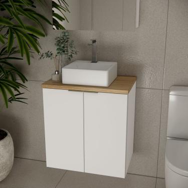 Imagem de Gabinete Com Cuba Nature 60cm Estilare GAB4008 Branco-carvalho