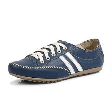 Imagem de Sapatênis Tênis Mocassim Feminino Couro Slav Izabela Araújo - 103 - Marinho Tamanho:36;Gênero:Feminino;Cor:Azul-marinho