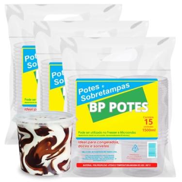 Imagem de Pote Descartavél 1500ml BP Potes Redondo com Tampa Bolos Sorvetes Açai (45 Unidades)