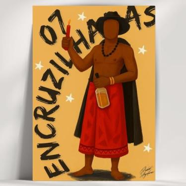 Imagem de Coleção de 62 quadros decorativos Giz - Umbanda e Candomblé - Decoração Orixá - Afro Brasileira - Escolha o seu Orixá! (Clássico, Exu 7 Encruzilhadas, 28x20cm)