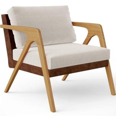 Imagem de Poltrona Para Sala De Estar Pietra Marrom Linho Cru - LYAM DECOR