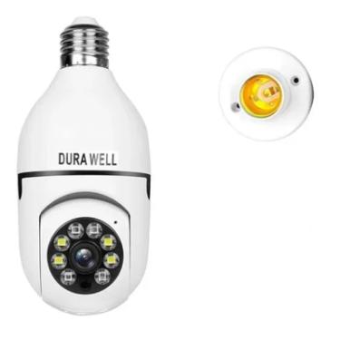 Imagem de Câmera De Segurança Durawell Giratória Ip Wireless Sem Fio Wi-fi Lente: 3.6mm Bocal E27 Visão Noturna Led Infravermelho Detecta Movimento Full Hd