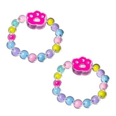 Imagem de BYETOCE Pacote com 2 pulseiras de contas de cristal transparente com pingente de flor roxa pulseiras elásticas de princesa para lembrancinhas de festa, enfeite de brincar, amizade, presentes de