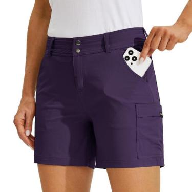 Imagem de Shorts femininos Willit Golf Cargo Quick Dry Hiking Purple 10