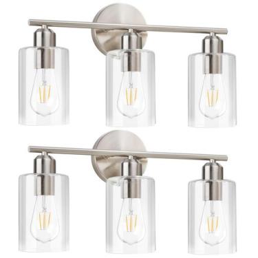 Imagem de Luminárias de banheiro SEABLE Brushed Nickel, pacote com 2 luzes
