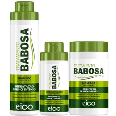Imagem de Kit Babosa Shampoo 800ml e Condicionador 450ml e Máscara Hidratação 1Kg