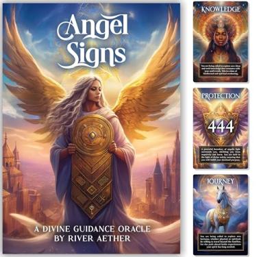 Imagem de Metaphoracle Angel Signs: A Divine Guidance Oracle with Angel Numbers by River Aether - Deck of 66 Inspirational Angelic Tarot Oracle Cards with Keywords and Meanings on Them