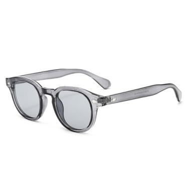 Imagem de Óculos de Sol Redondos Femininos UV400 Vermelho Verde Masculino Punk Rebites Gradientes para Esportes ao Ar Livre, Corrida e Ciclismo, Cinza