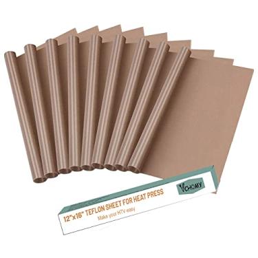 Imagem de Folhas de teflon para máquina de prensa térmica, rolo de folha de papel PTFE reutilizável antiaderente para transferência de calor por sublimação Cricut, ferro HTV, cozimento (9 unidades 30,5 x 40,64 cm)