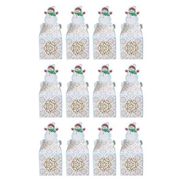 Imagem de Sclmgo 12x Caixas de Biscoitos de Natal Caixas de Guloseimas de Natal Recipiente Portátil para Biscoitos para Presentear, Branco, Tamanho real