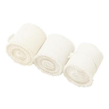 Imagem de Fita branca creme, 4,5 cm x 3 rolos, total de 16 metros, fita de seda de chiffon com franja feita à mão para embrulhar convites de casamento, buquês de noiva, artesanato faça você mesmo, decoração de