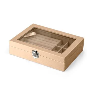 Imagem de Kit 3 porta joias veludo tampa de vidro transparente e mdf - Marvishop