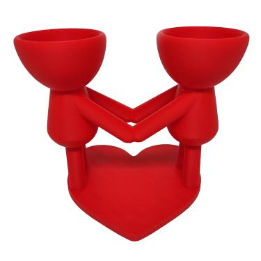 Imagem de Vaso Namorados Duplo 19 cm Suculentas Decoração Vaso 3D Decorativo Vermelho