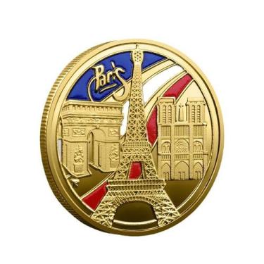 Imagem de Réplica de moeda comemorativa Paris Landmarks Gold-Tone 35g - yiweisai