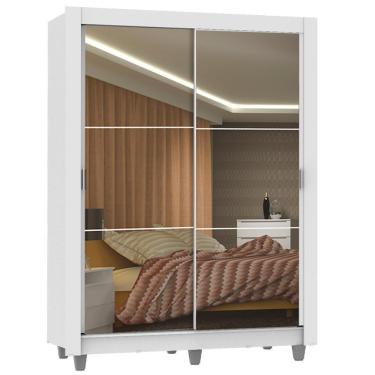 Imagem de Guarda Roupa Solteiro 2 Portas Correr Espelho Denver Madesa