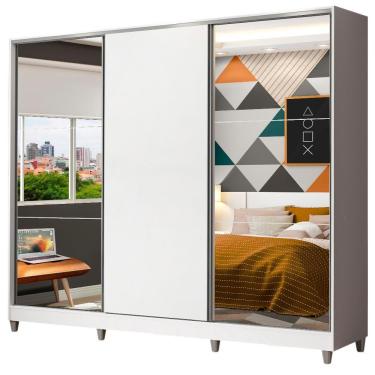 Imagem de Guarda Roupa Juvenil 100% Mdf Madesa Com Espelhos Branco