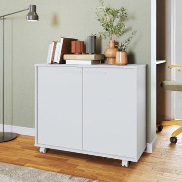 Imagem de Balcão 2 Portas com Rodízios BHO74 BRV Móveis, Branco