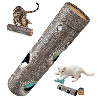 Imagem de GRETMIX Brinquedo interativo para gatos, brinquedo de rolo de 6 furos para árvores, com papel resistente à pressão 3D, brinquedo de pelúcia, erva de gato, sino, adequado para gatos internos