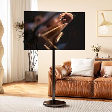 Imagem de Carrinho de TV móvel com suporte de TV para tela plana/curva de 10-46 polegadas até 40 kg, carrinho de TV portátil ajustável em altura com inclinação e rotação, suporte de TV com rodas, VESA máximo