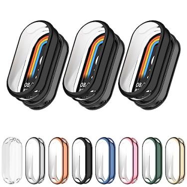 Imagem de Pacote com 3 capas protetoras de tela Mi Band 8, capa protetora de TPU macio curvo 3D cobertura total HD antirarranhões moldura bumper
